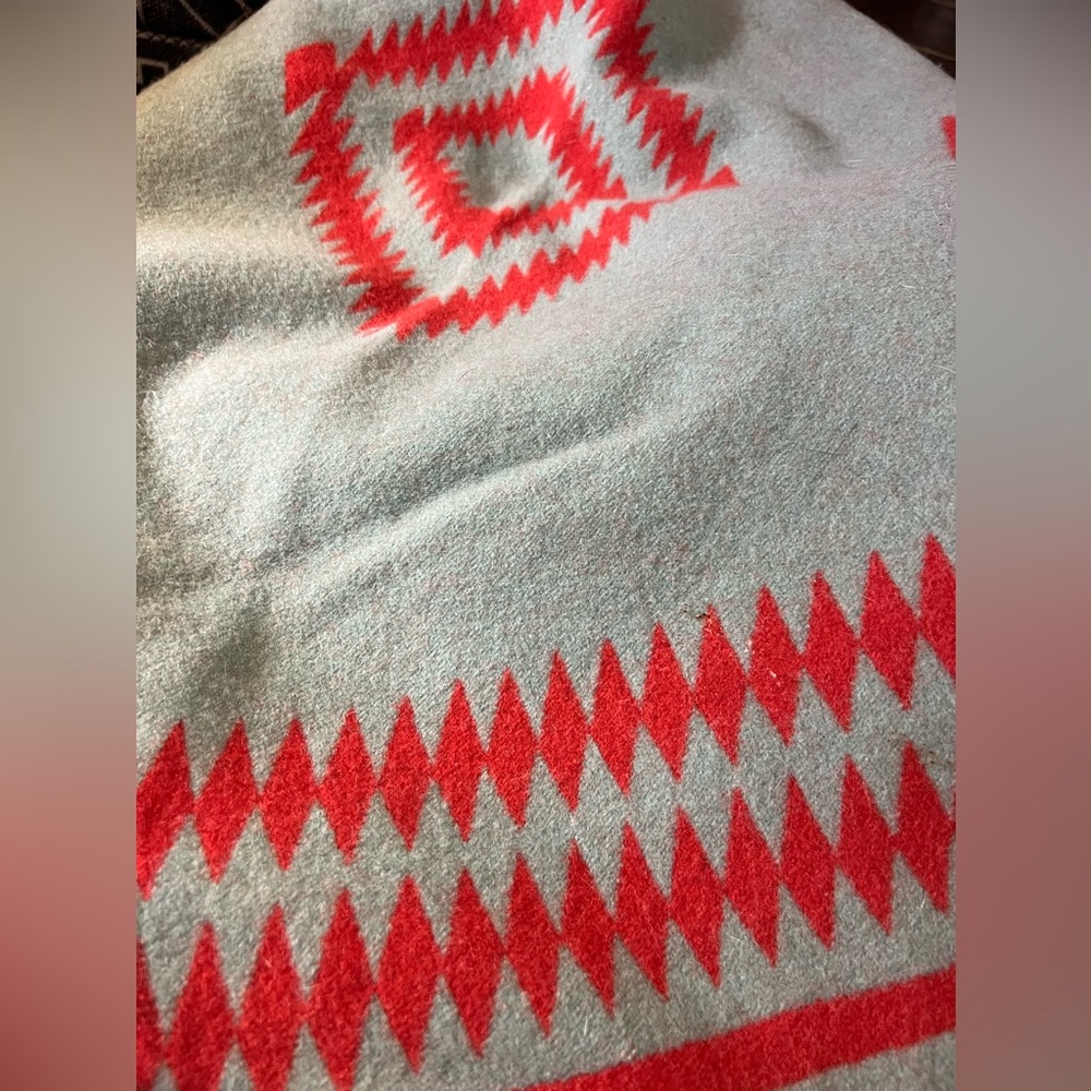 Vintage Pendleton Beaver State Wool Blanket Los Ojos in Coral and Turquoise - Picture 7 of 7